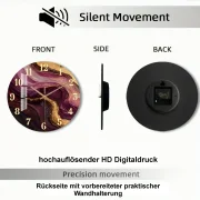 Leise Wanduhr - Modernes Marmor-Design mit goldenen Akzenten