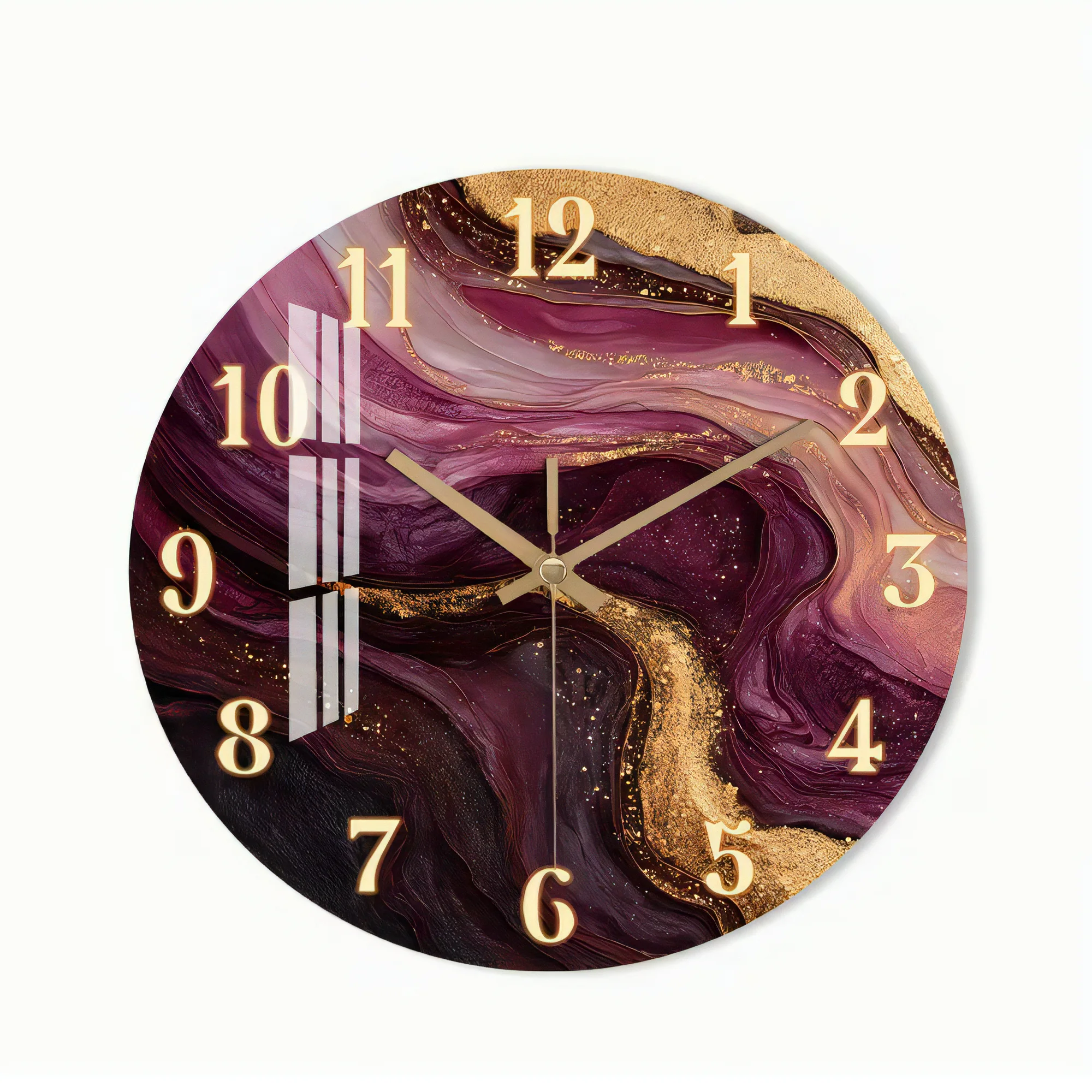 Leise Wanduhr - Modernes Marmor-Design mit goldenen Akzenten