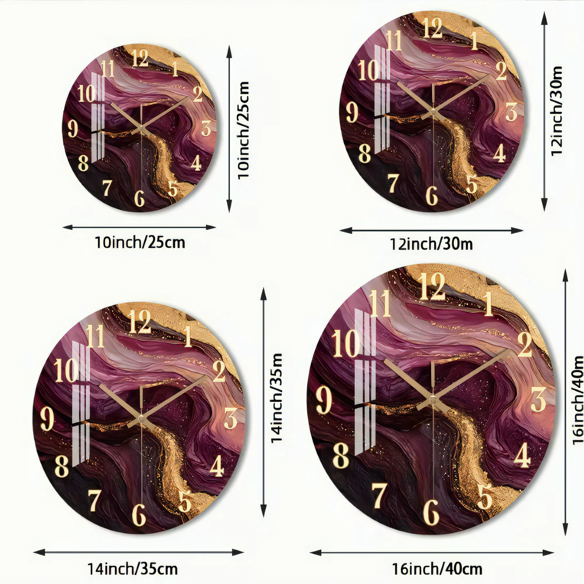 Leise Wanduhr - Modernes Marmor-Design mit goldenen Akzenten