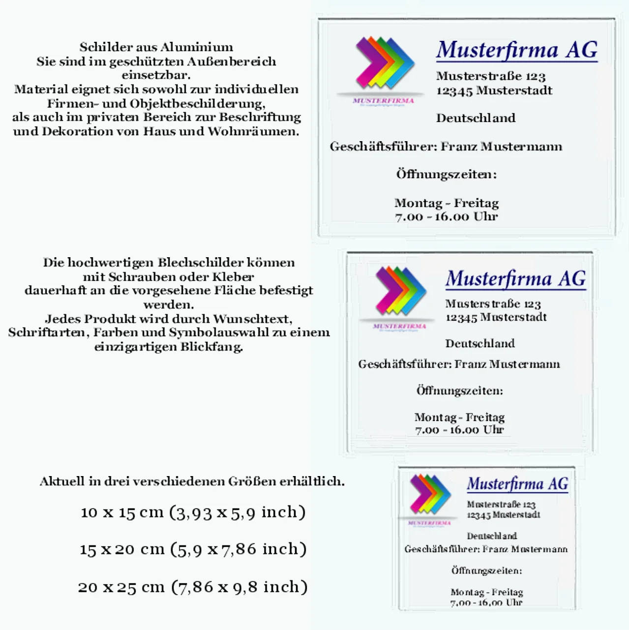 Aluminium Bilder und Schilder