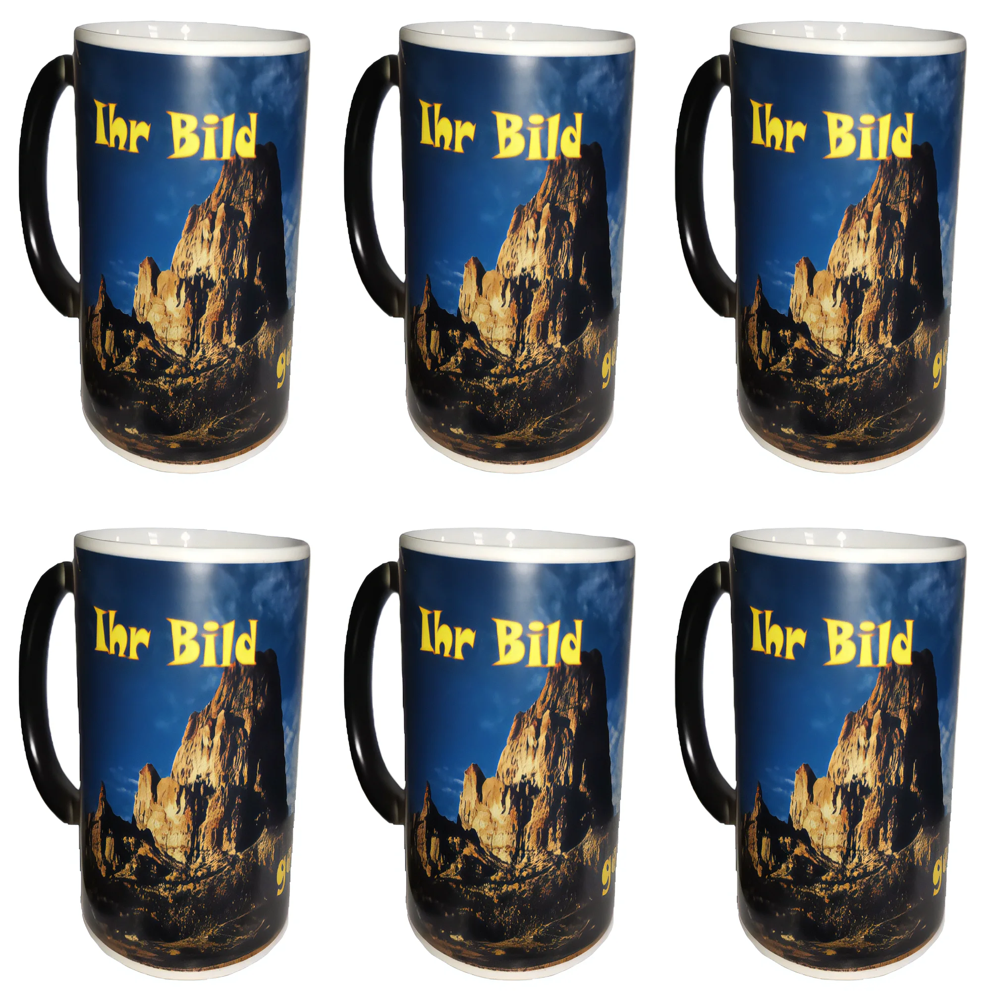 Magie Farbwechselnde Mattierte Keramik-Kaffeetasse Schwarz- 6er Pack