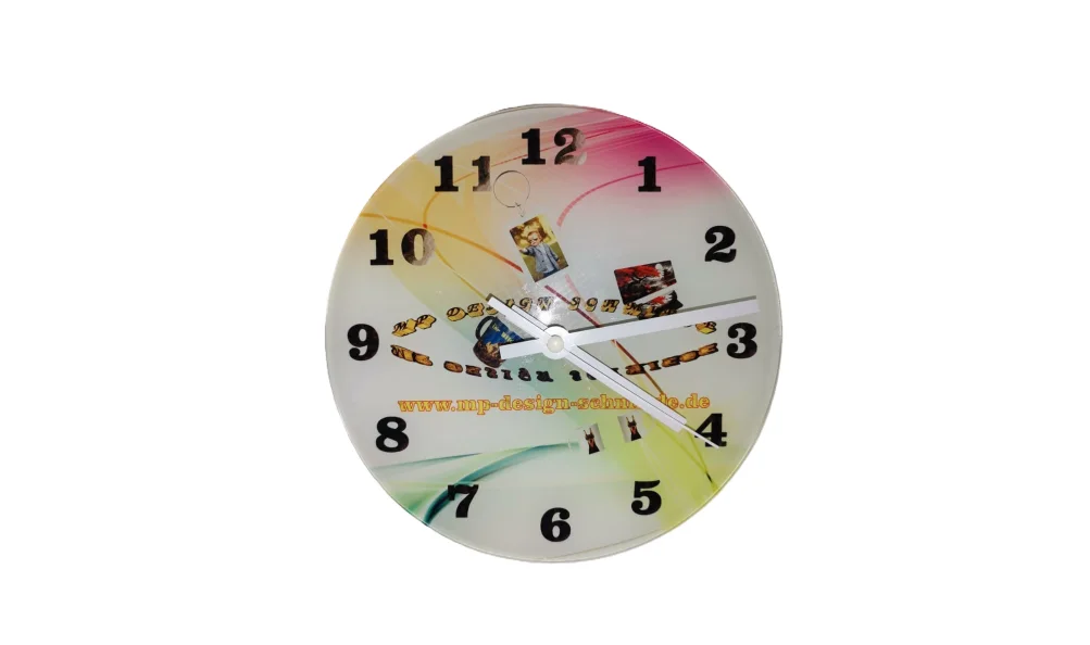 Glasrahmen, Uhr, personalisiert, 20 cm